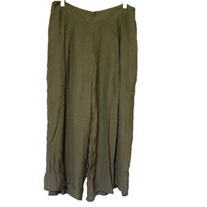 Womens High Rise Wide Leg Pants Large Flowy Baggy Loose Boho Lagenlook Green